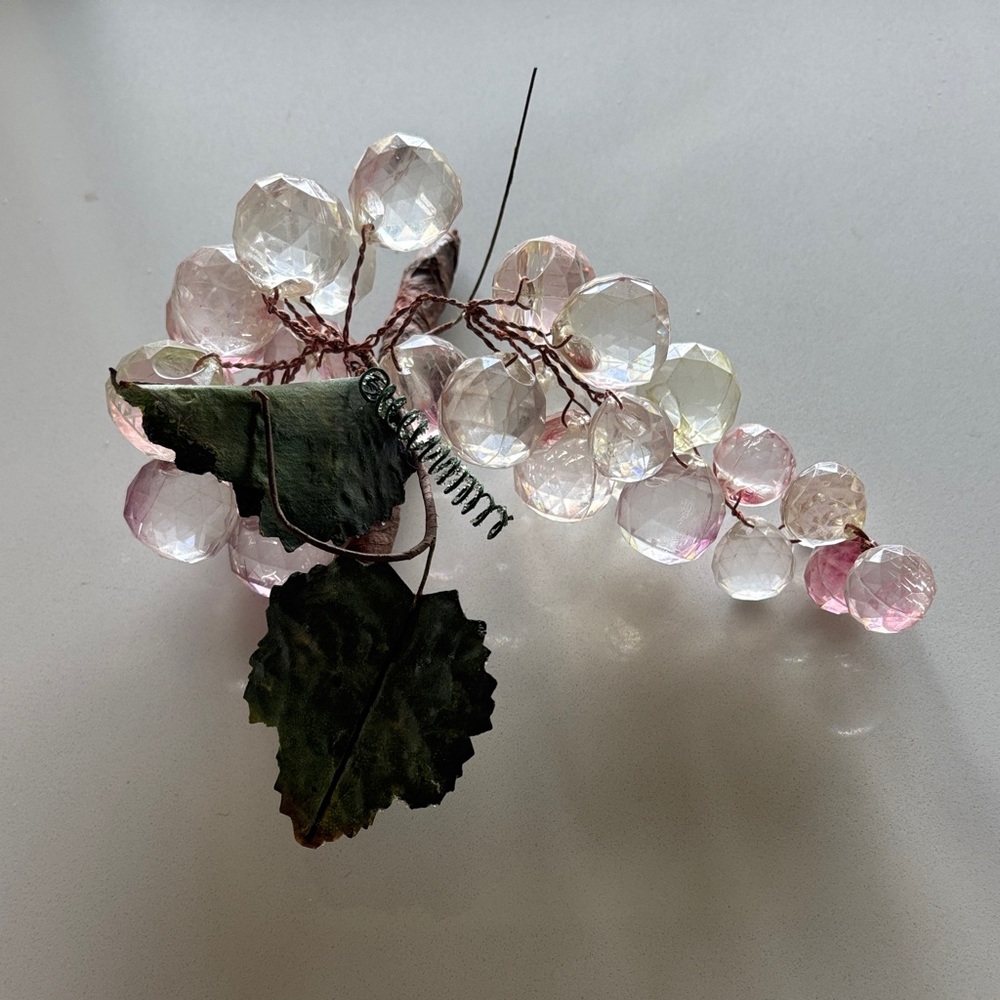Vintage Grape Cluster Accent in Pale Pink and Clear